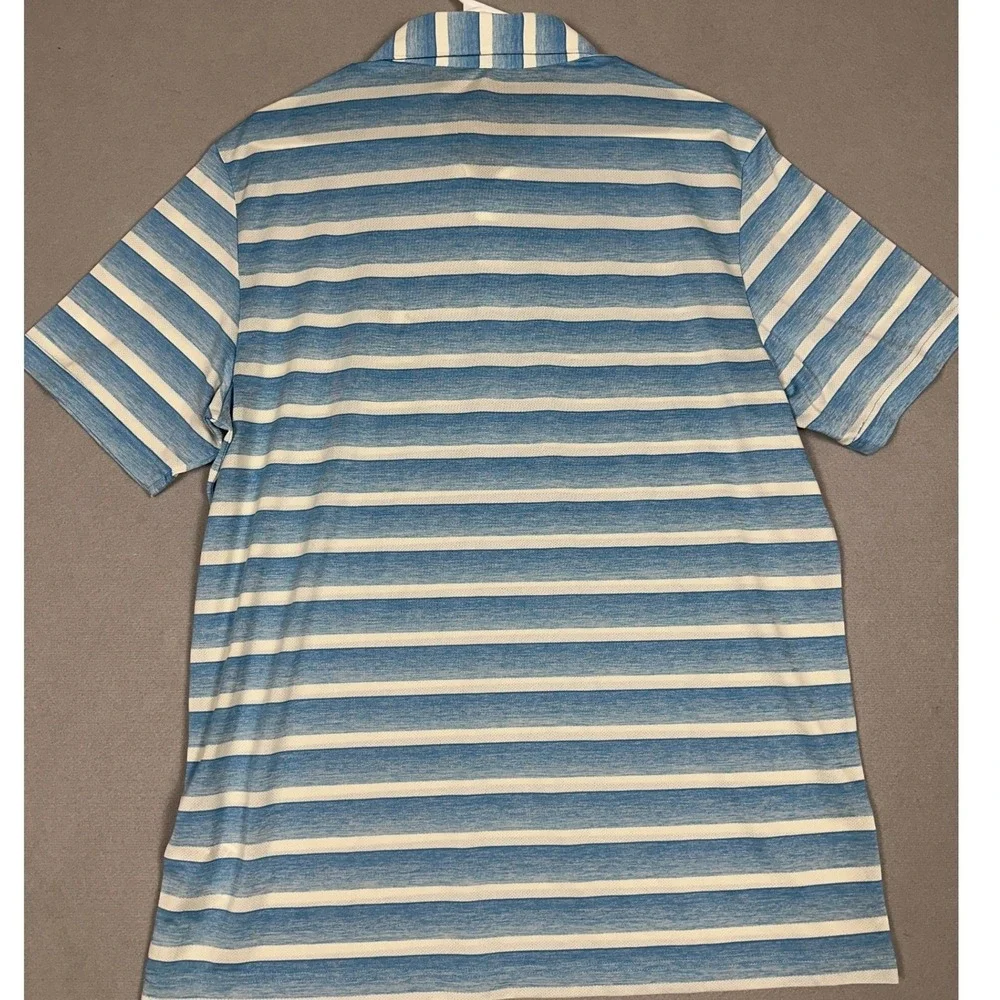NEW Adidas USGA Polo Shirt Mens Large Blue White Striped Golf Performance Rugby